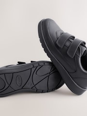 Black Wide Fit (G) Leather 2 Strap Touch Fastening School Shoes - Image 5 of 5