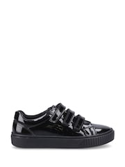 Hush Puppies Black Elsie Touch Fastening Patent Junior School shoes - Image 1 of 4