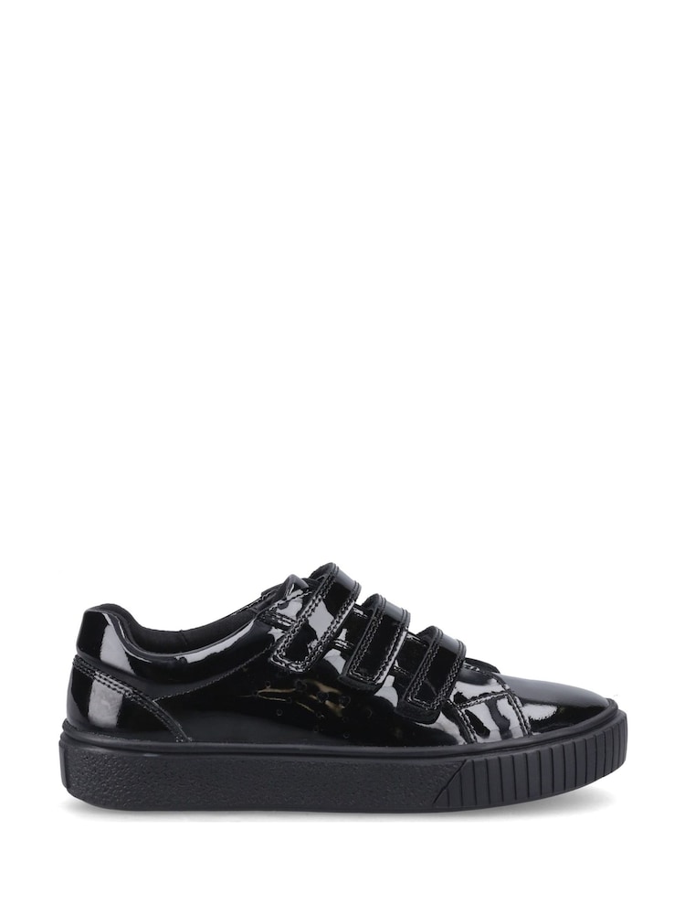 Hush Puppies Black Elsie Touch Fastening Patent Junior School shoes - Image 1 of 4 Hush Puppies Black Elsie Touch Fastening Patent Junior School shoes - Image 1 of 4