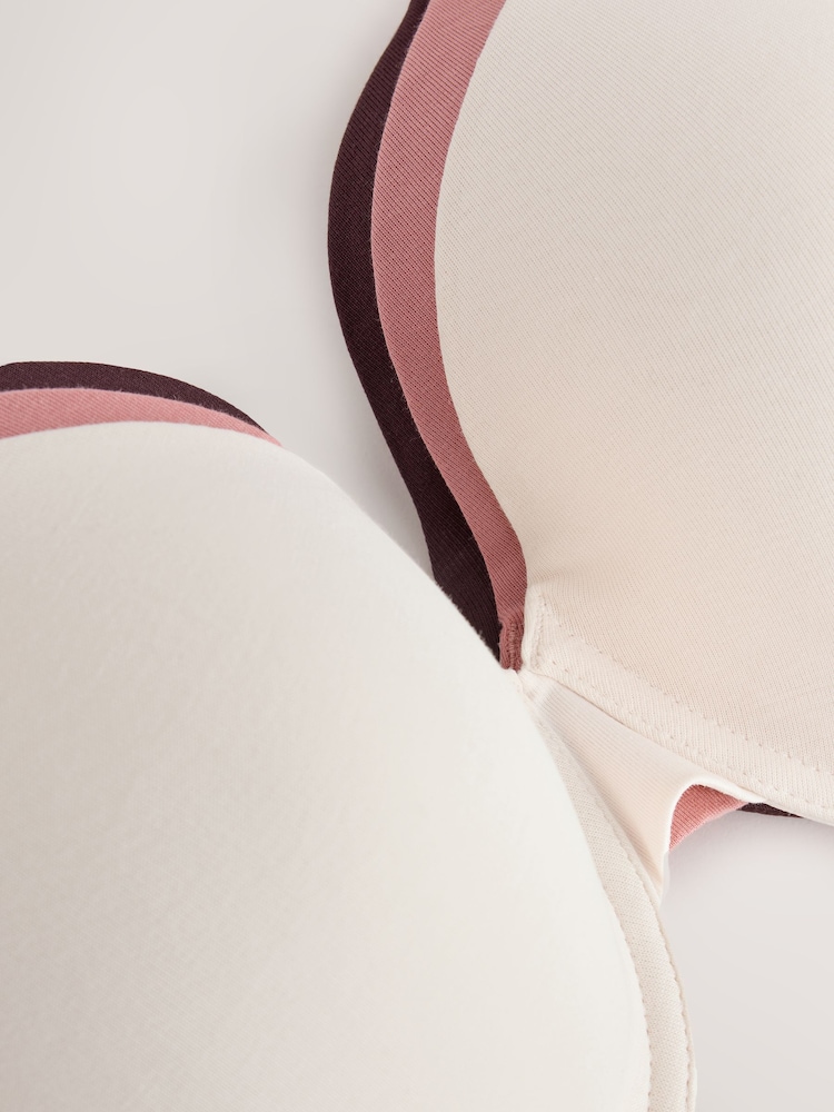 Chocolate/Pink/Cream Padded Full Cup Cotton Blend Ultimate Comfort Bras 3 Pack - Image 11 of 11
