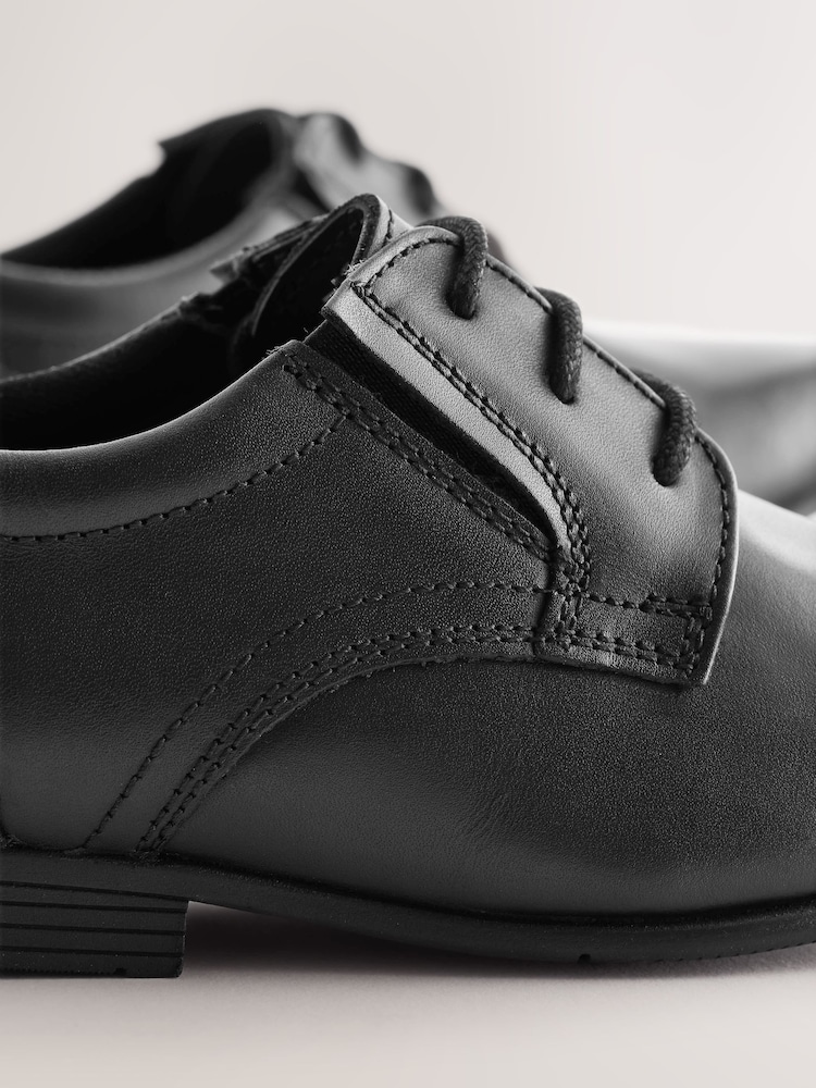 Black Extra Wide Fit (H) School Leather Lace-Up Shoes - Image 4 of 4