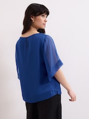 Phase Eight Blue Florence Silk Blouse - Image 4 of 6