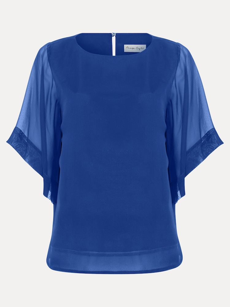 Phase Eight Blue Florence Silk Blouse - Image 6 of 6