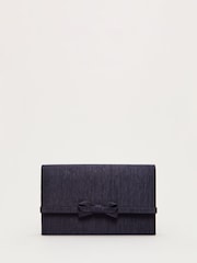 Phase Eight Blue Grosgrain Bow Clutch Purse - Image 1 of 6