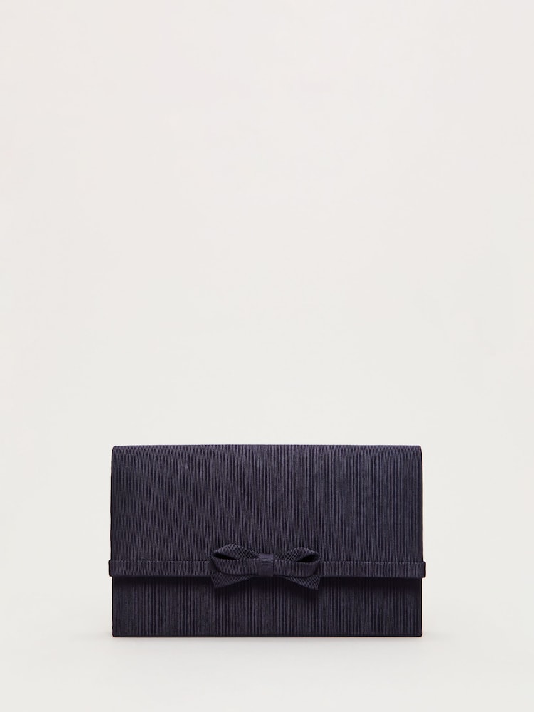 Phase Eight Blue Grosgrain Bow Clutch Purse - Image 1 of 6