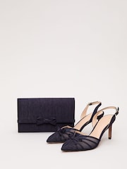 Phase Eight Blue Grosgrain Bow Clutch Purse - Image 2 of 6