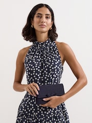 Phase Eight Blue Grosgrain Bow Clutch Purse - Image 6 of 6