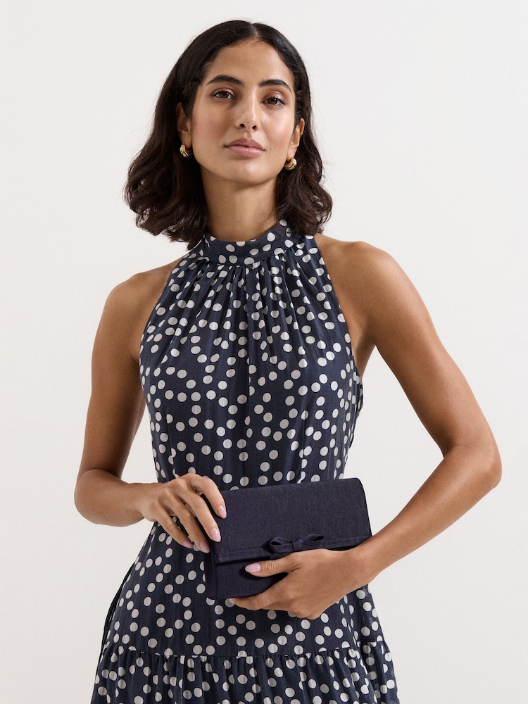 Phase Eight Blue Grosgrain Bow Clutch Purse - Image 6 of 6