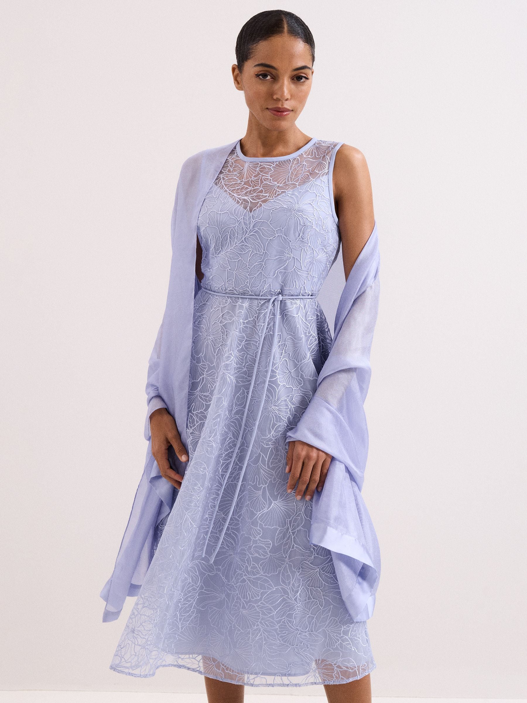 Phase Eight Women's Pale Blue Satin Trim Scarf In - Image 5