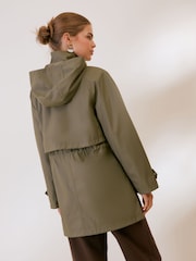 Friends Like These Olive Green Rubberised Mid Length Rain Coat - Image 3 of 4