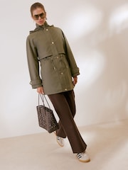 Friends Like These Olive Green Rubberised Mid Length Rain Coat - Image 4 of 4