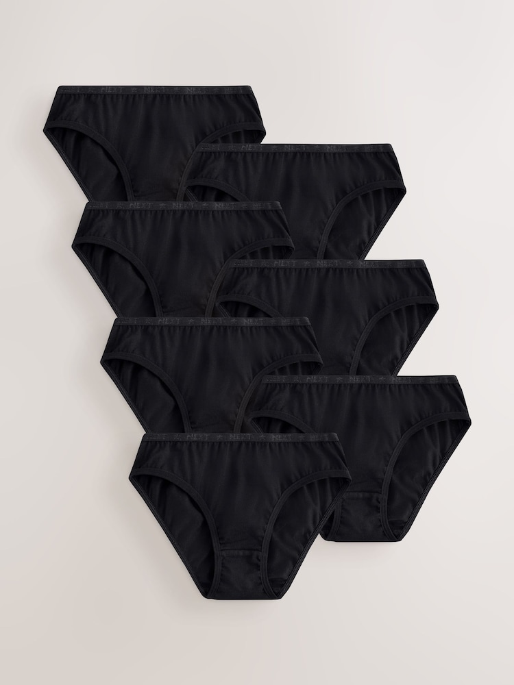 Black Thin Elastic Bikini Brief 7 Pack (5-16yrs) - Image 1 of 11