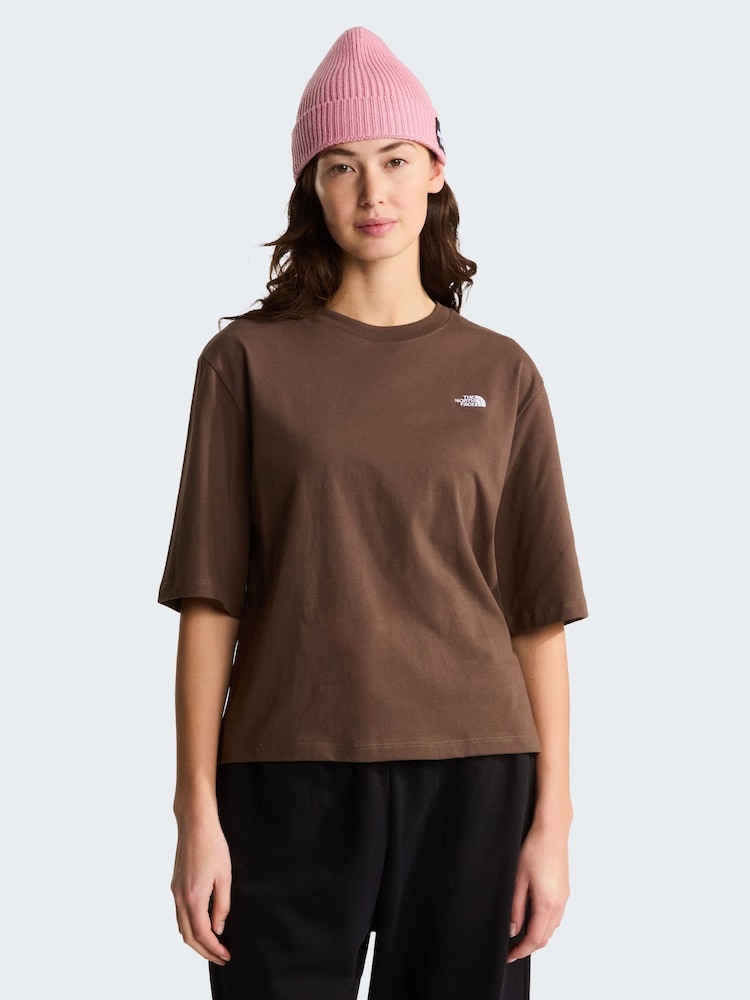 棕色 - The North Face Essential Simple Dome Boxy Relaxed T-Shirt - 5的图像1｝