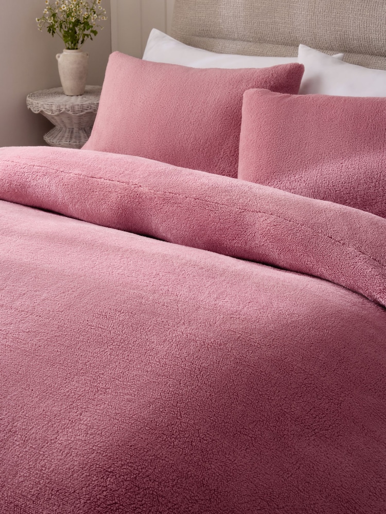 Pink Blush Teddy Fleece Bed Set - Image 2 of 4 Pink Blush Teddy Fleece Bed Set - Image 2 of 4