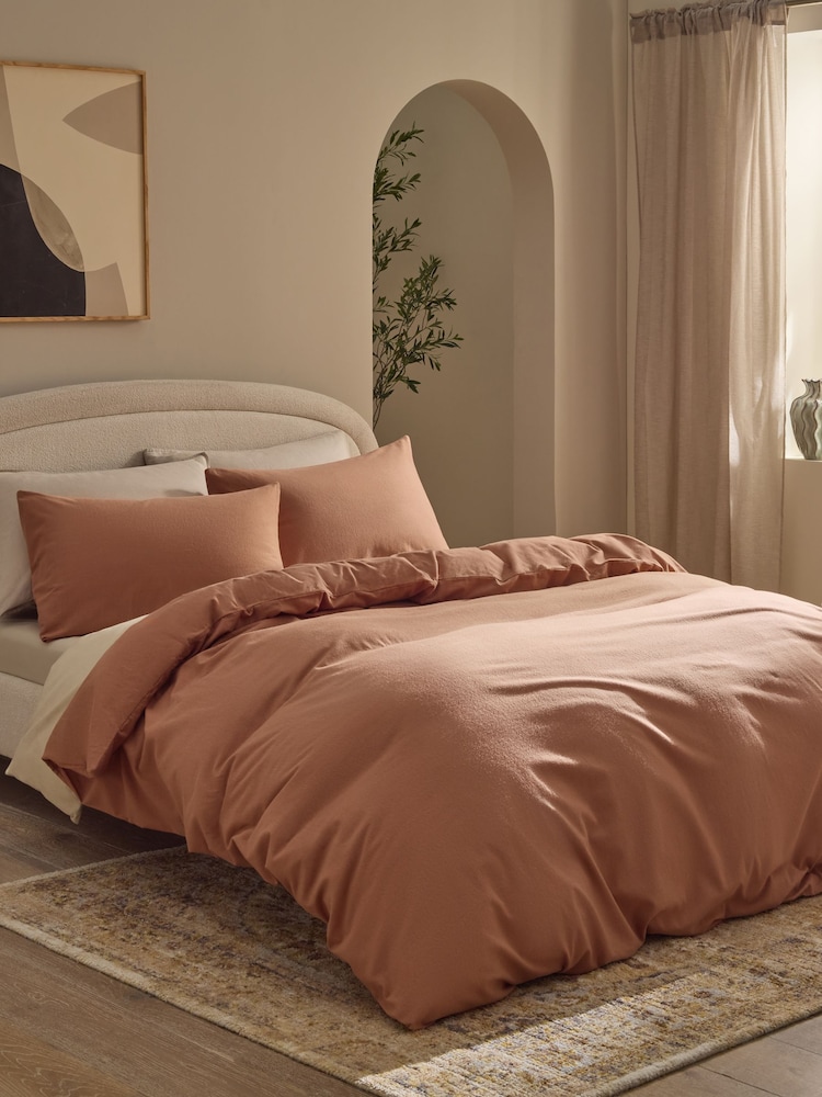 Orange Hazel Supersoft Brushed Cotton Plain Bed Set - Image 1 of 3