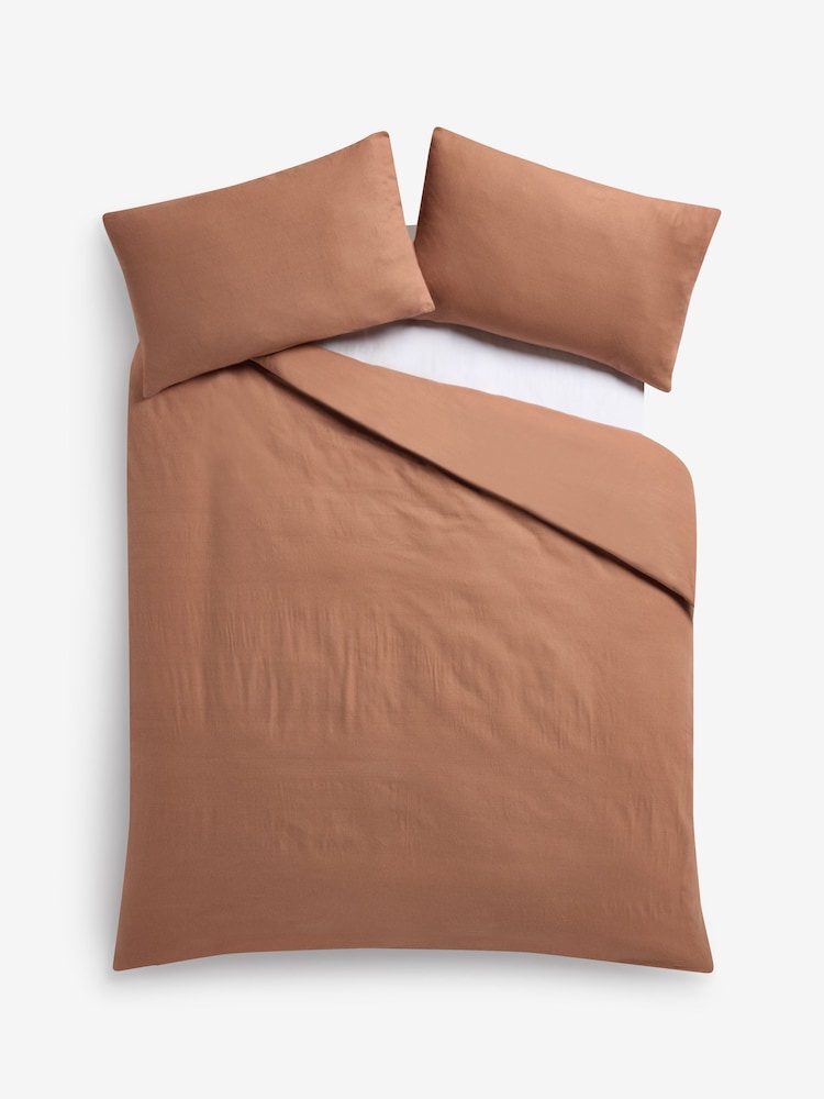 Orange Hazel Supersoft Brushed Cotton Plain Bed Set - Image 2 of 3