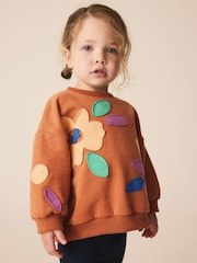 Rust Brown Flowers Crew Neck Sweatshirt (3mths-7yrs) - Image 1 of 7