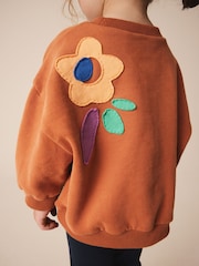 Rust Brown Flowers Crew Neck Sweatshirt (3mths-7yrs) - Image 3 of 7