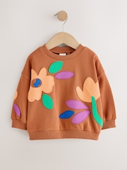Rust Brown Flowers Crew Neck Sweatshirt (3mths-7yrs) - Image 4 of 7