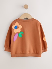 Rust Brown Flowers Crew Neck Sweatshirt (3mths-7yrs) - Image 5 of 7