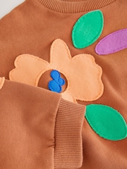 Rust Brown Flowers Crew Neck Sweatshirt (3mths-7yrs) - Image 7 of 7