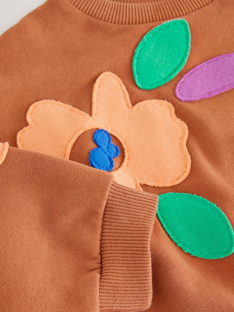 Rust Brown Flowers Crew Neck Sweatshirt (3mths-7yrs) - Image 7 of 7 Rust Brown Flowers Crew Neck Sweatshirt (3mths-7yrs) - Image 7 of 7