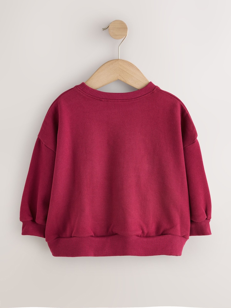 Berry Red Christmas Capybara Crew Neck Sweatshirt (3mths-7yrs) - Image 2 of 4 Berry Red Christmas Capybara Crew Neck Sweatshirt (3mths-7yrs) - Image 2 of 4