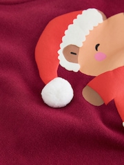 Berry Red Christmas Capybara Crew Neck Sweatshirt (3mths-7yrs) - Image 3 of 4