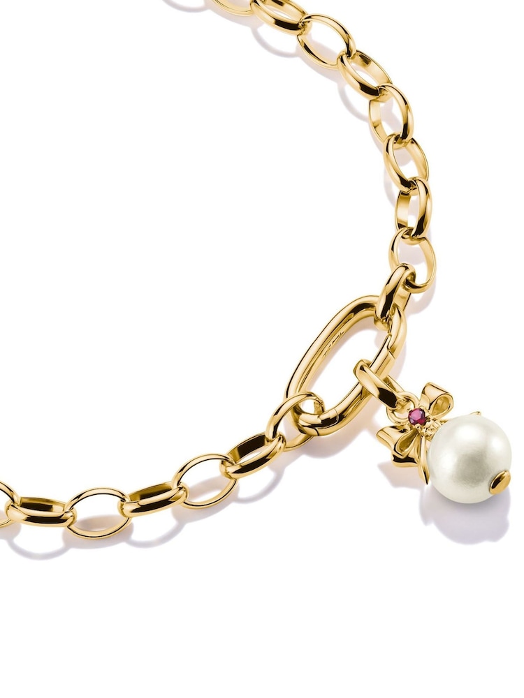 Thomas Sabo Gold Tone Pearl with Bow Charm Pendant - Image 2 of 4 Thomas Sabo Gold Tone Pearl with Bow Charm Pendant - Image 2 of 4