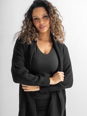 Noir - Pour Moi, le cardigan confortable ceinturé à la taille. - Image 2 de 4