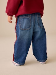Mid Blue & Red Side Tape Wide Fit Jeans (3mths-7yrs) - Image 3 of 4