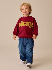 Mid Blue & Red Side Tape Wide Fit Jeans (3mths-7yrs) - Image 4 of 4