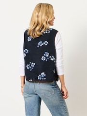 FatFace Navy Floral Fleece Gilet - Image 2 of 6