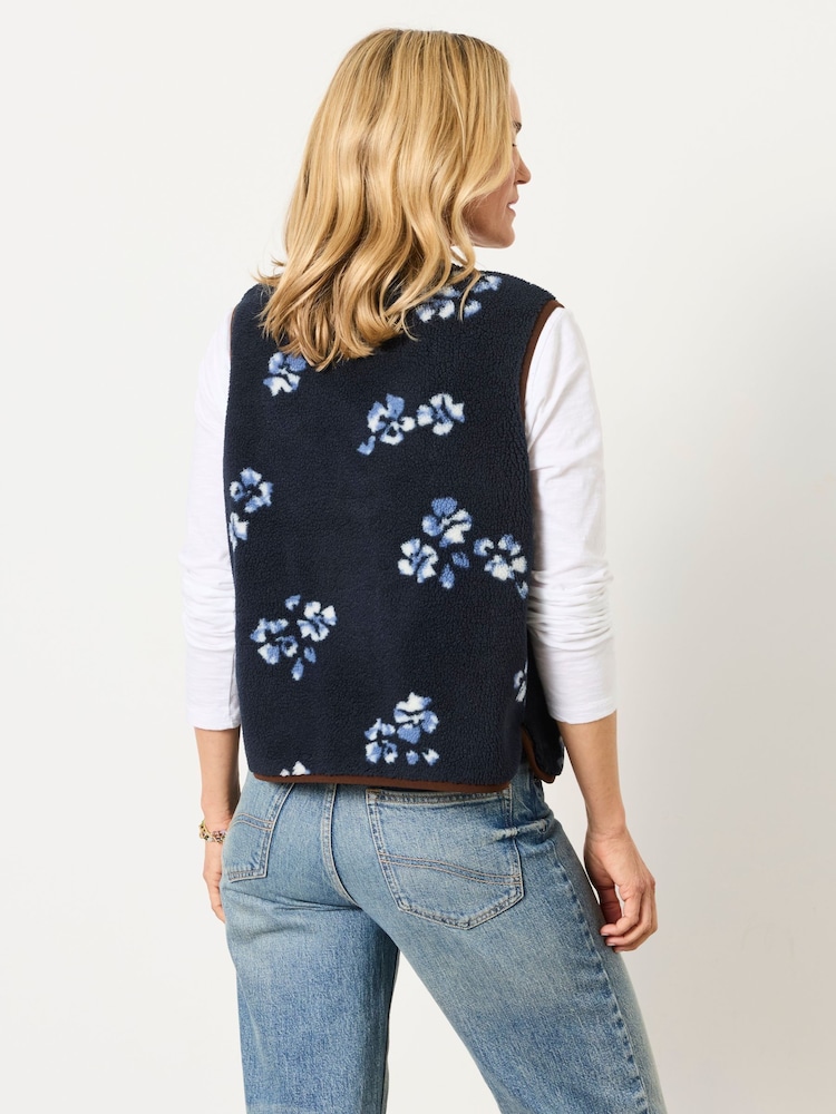 FatFace Navy Floral Fleece Gilet - Image 2 of 6 FatFace Navy Floral Fleece Gilet - Image 2 of 6