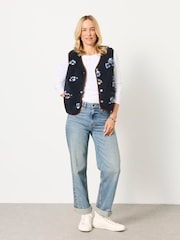 FatFace Navy Floral Fleece Gilet - Image 4 of 6