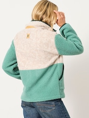 FatFace Layla Teal Blue Colour Block Zip Through Fleece - Image 2 of 6