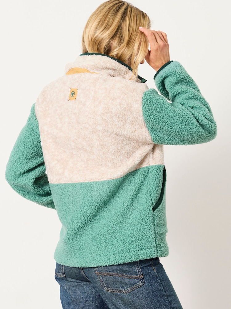 FatFace Layla Teal Blue Colour Block Zip Through Fleece - Image 2 of 6 FatFace Layla Teal Blue Colour Block Zip Through Fleece - Image 2 of 6