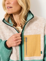 FatFace Layla Teal Blue Colour Block Zip Through Fleece - Image 3 of 6