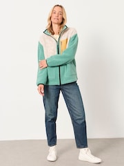 FatFace Layla Teal Blue Colour Block Zip Through Fleece - Image 4 of 6