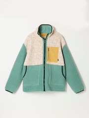 FatFace Layla Teal Blue Colour Block Zip Through Fleece - Image 6 of 6