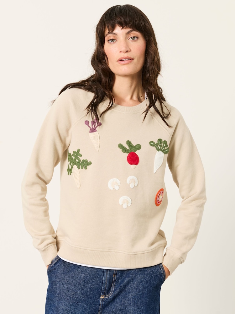 FatFace Vegetable Crochet Crew Sweat Top - Slika 1 od 6