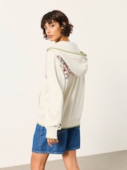 FatFace Fern Ivory Embroidered Zip Through Hoodie - Image 2 of 9