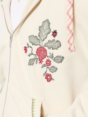 FatFace Fern Ivory Embroidered Zip Through Hoodie - Image 5 of 9