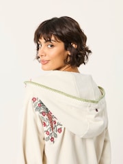 FatFace Fern Ivory Embroidered Zip Through Hoodie - Image 6 of 9