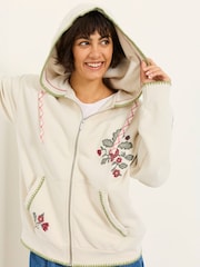 FatFace Fern Ivory Embroidered Zip Through Hoodie - Image 7 of 9