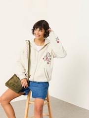 FatFace Fern Ivory Embroidered Zip Through Hoodie - Image 8 of 9