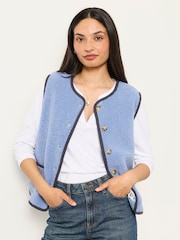 FatFace Reversible Blue Patchwork Quilted Fleece Gilet - Image 6 of 9