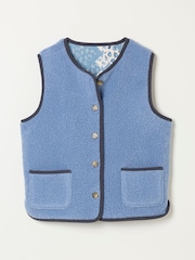FatFace Reversible Blue Patchwork Quilted Fleece Gilet - Image 8 of 9
