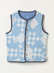 FatFace Reversible Blue Patchwork Quilted Fleece Gilet - Image 9 of 9