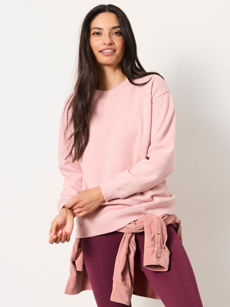 FatFace Georgia Rose Pink Marl Crew Sweat Top - Image 1 of 6